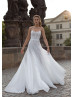 Ivory Lace Organza Scalloped Wedding Dress